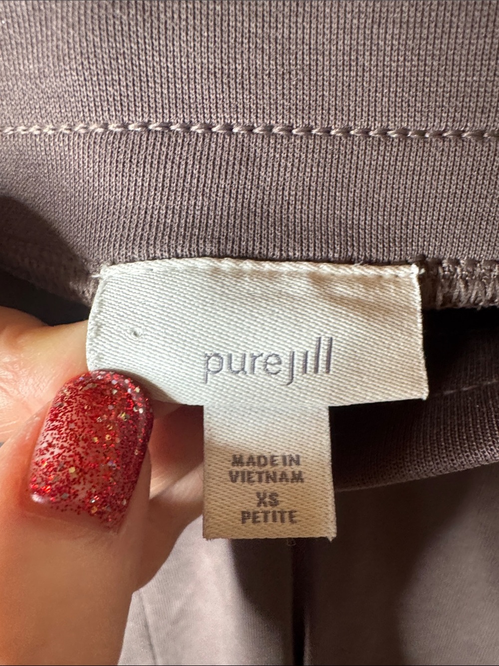 Pure Jill Eggplant Purple TENCEL Modal Slim Leg Knit Pants XSP Like New - Picture 3 of 7